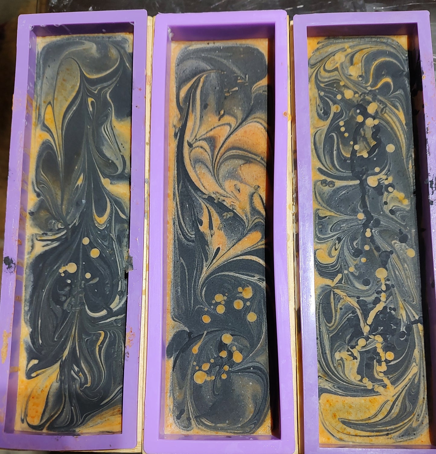 Turmeric, Honey, and Charcoal Swirl Soap Bars